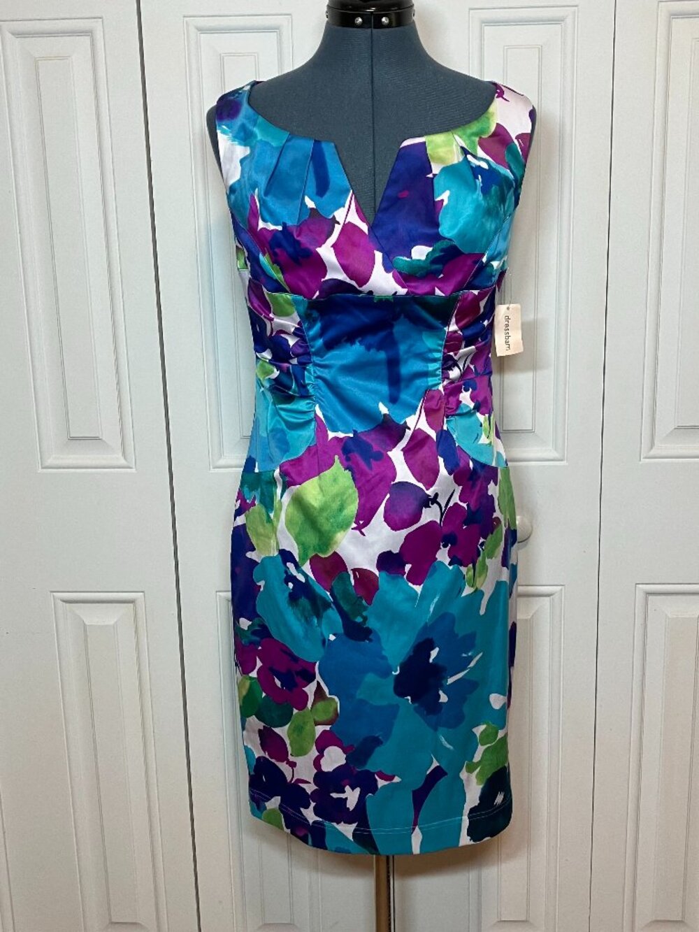 Dress Barn NWT Turquoise/Purple Floral Dress Size 8